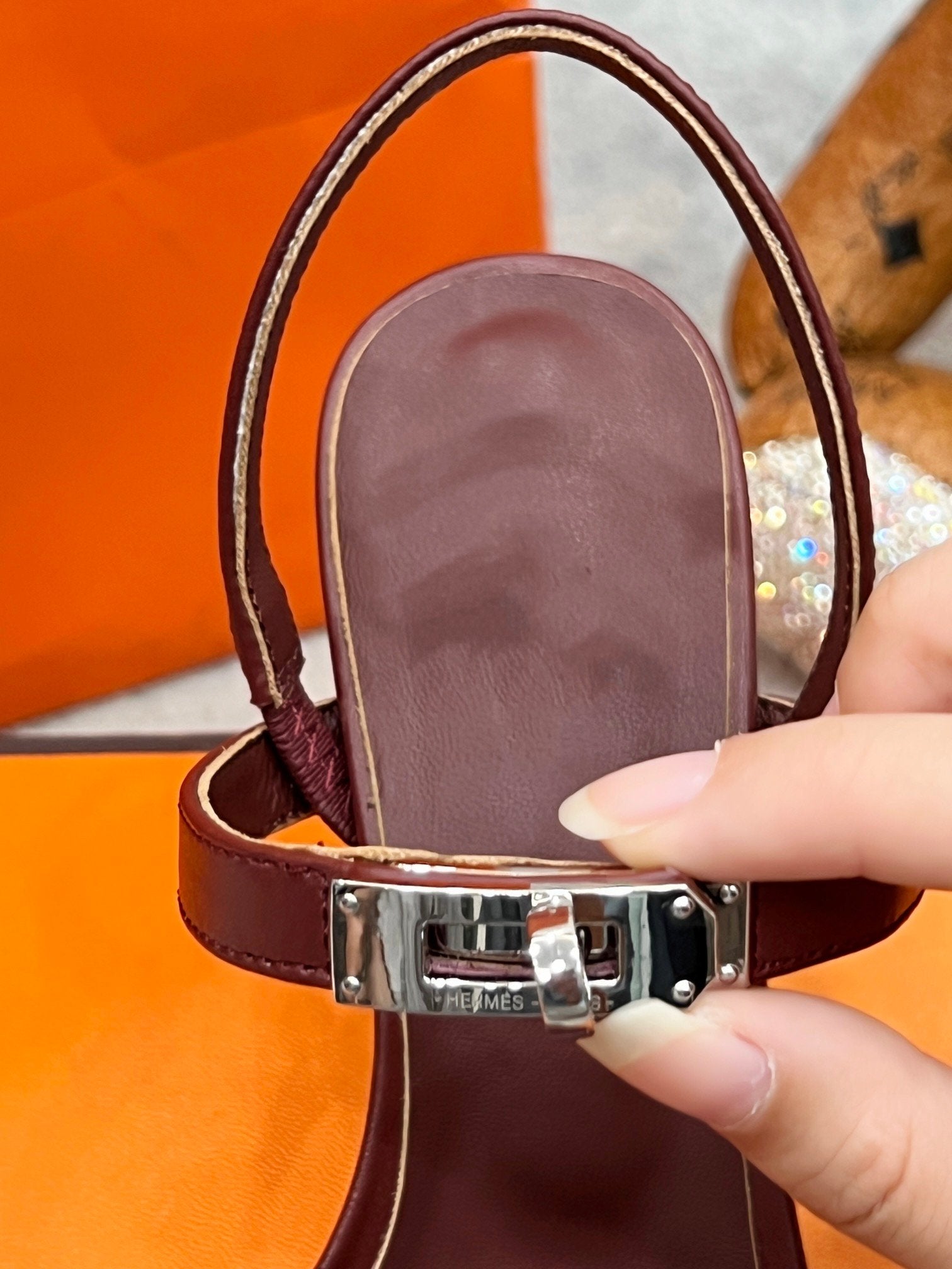 Glamour 75 Sandal Red Brown Leather