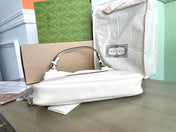 BLONDIE TOTE BAG 30 IN WHITE CALFSKIN SIVLER HARDWARE