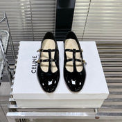 FLAT SANDALS WITH DOUBLE STRAP-DESIGN LEATHER BLACK