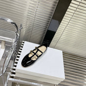 FLAT SANDALS WITH DOUBLE STRAP-DESIGN LEATHER BLACK