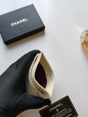 CC CARD HOLDER 11.2 CREAM GRAINED CALFSKIN GOLD ICON