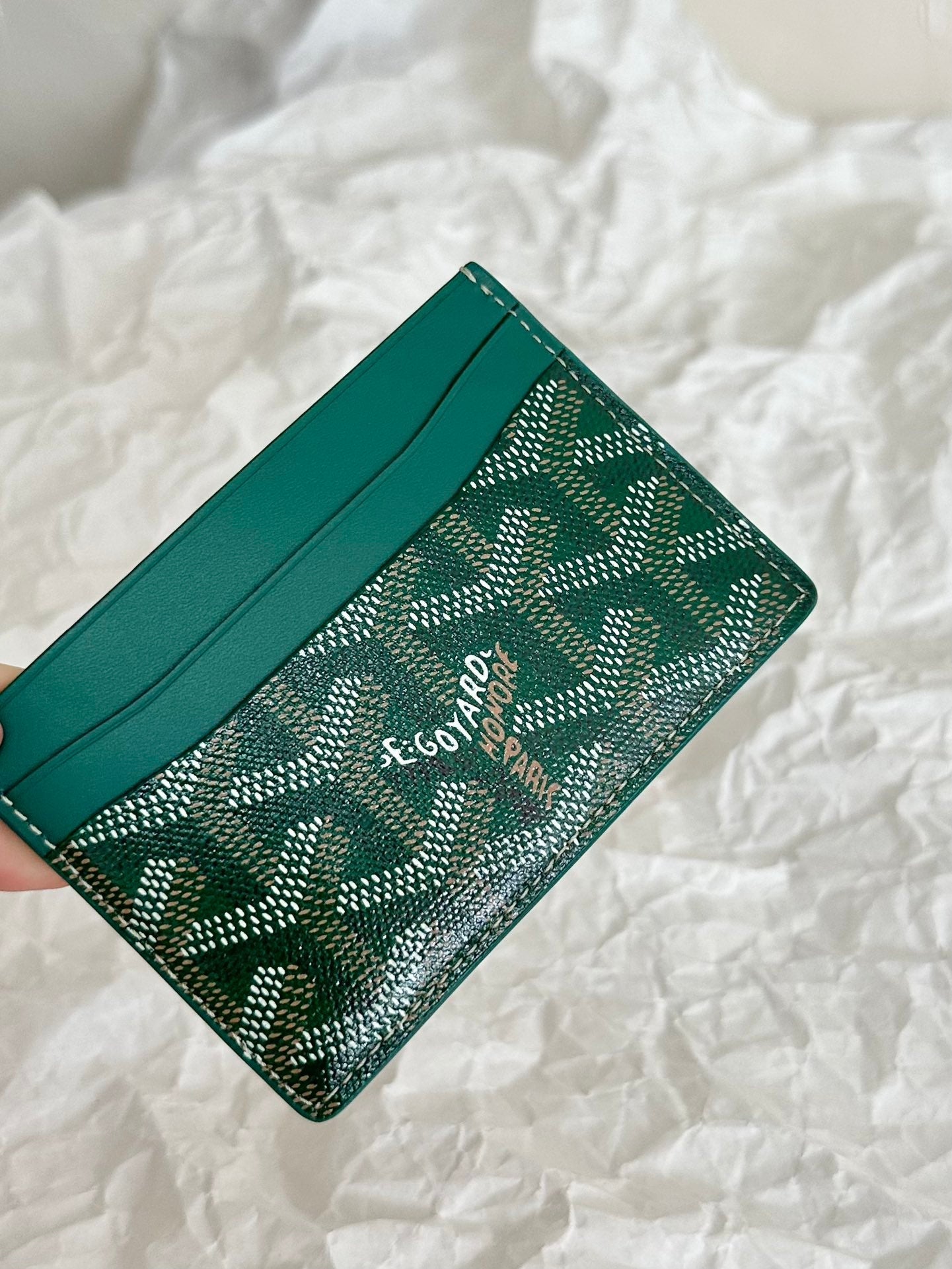 SAINT-SULPICE CARD WALLET 10 IN GREEN GOYARDINE CANVAS AND CALFSKIN