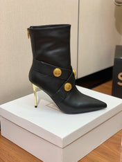 BALMAIN 26S BOOT 105 MM IN BLACK CALFSKIN WITH GOLD HARDWARE STYLE 2