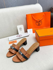 Gigi 50 Sandal Tan Black Calfskin
