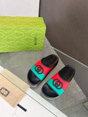INTERLOCKING G SLIDE SANDAL IN BLACK MIX COLORFUL IMPORTED TPU