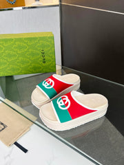 INTERLOCKING G SLIDE SANDAL IN WHITE MIX COLORFUL IMPORTED TPU