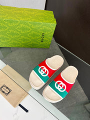 INTERLOCKING G SLIDE SANDAL IN WHITE MIX COLORFUL IMPORTED TPU