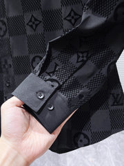 LV LONG-SLEEVED SHIRT IN BLACK DAMIER COTTON 238803
