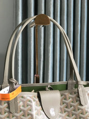 SAINT LOUIS PM 40 IN GREY MIX GREEN GOYARDINE CANVAS AND CALFSKIN