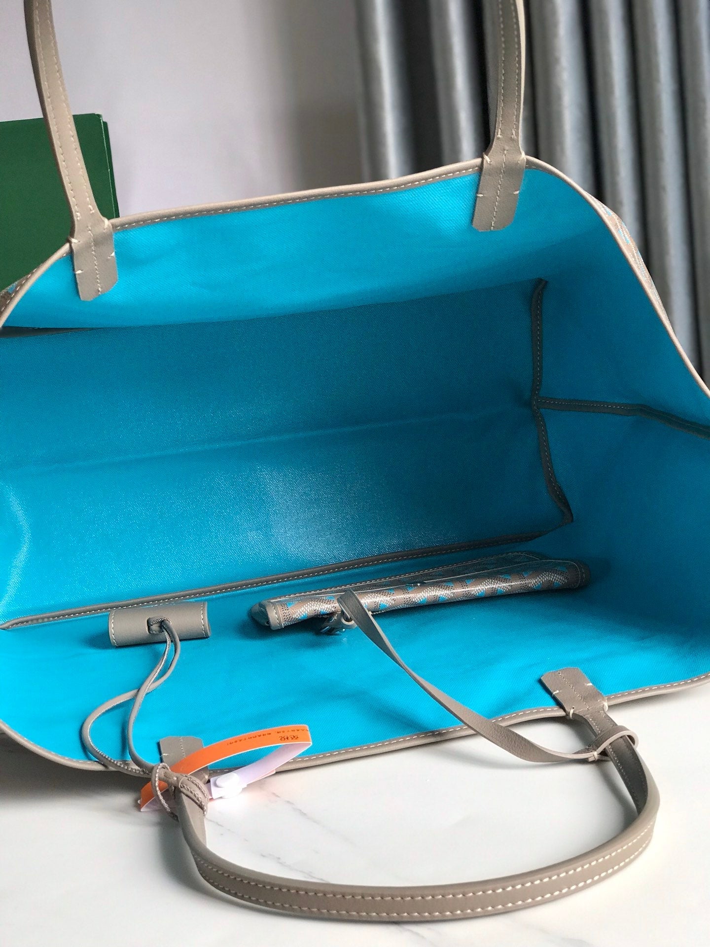 SAINT LOUIS PM 40 IN GREY MIX BLUE GOYARDINE CANVAS AND CALFSKIN