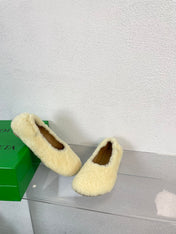ATOMIC SHEARLING BALLERINA FLATS LIGHT YELLOW