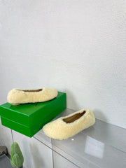 ATOMIC SHEARLING BALLERINA FLATS LIGHT YELLOW