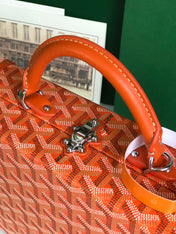 GRAND HÔTEL TRUNK BAG 24 IN ORANGE GOYARDINE CANVAS AND CALFSKIN