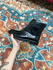 SL ARMY LACED BOOTS BLACK CALFSKIN