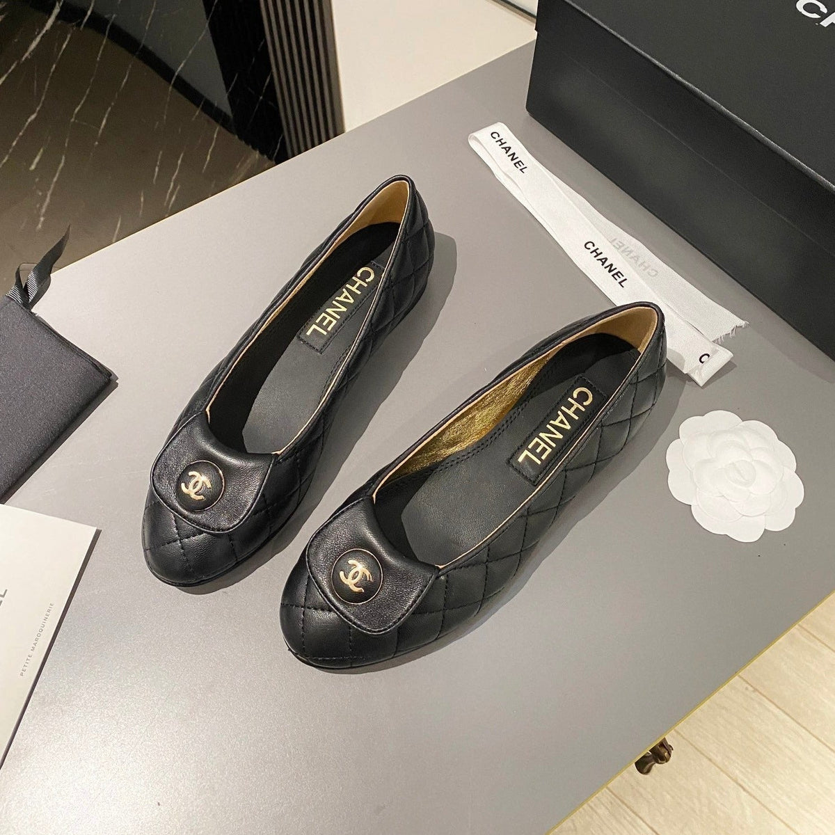 BALLET FLAT BLACK LAMBSKIN