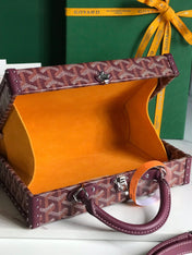 GRAND HÔTEL TRUNK BAG 24 IN BURGUNDY RED GOYARDINE CANVAS AND CALFSKIN