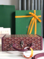 GRAND HÔTEL TRUNK BAG 24 IN BURGUNDY RED GOYARDINE CANVAS AND CALFSKIN