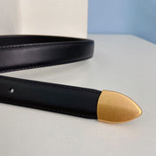 Medium Spike Belt 25mm Black Calfskin Loop Gold Gold Finishing