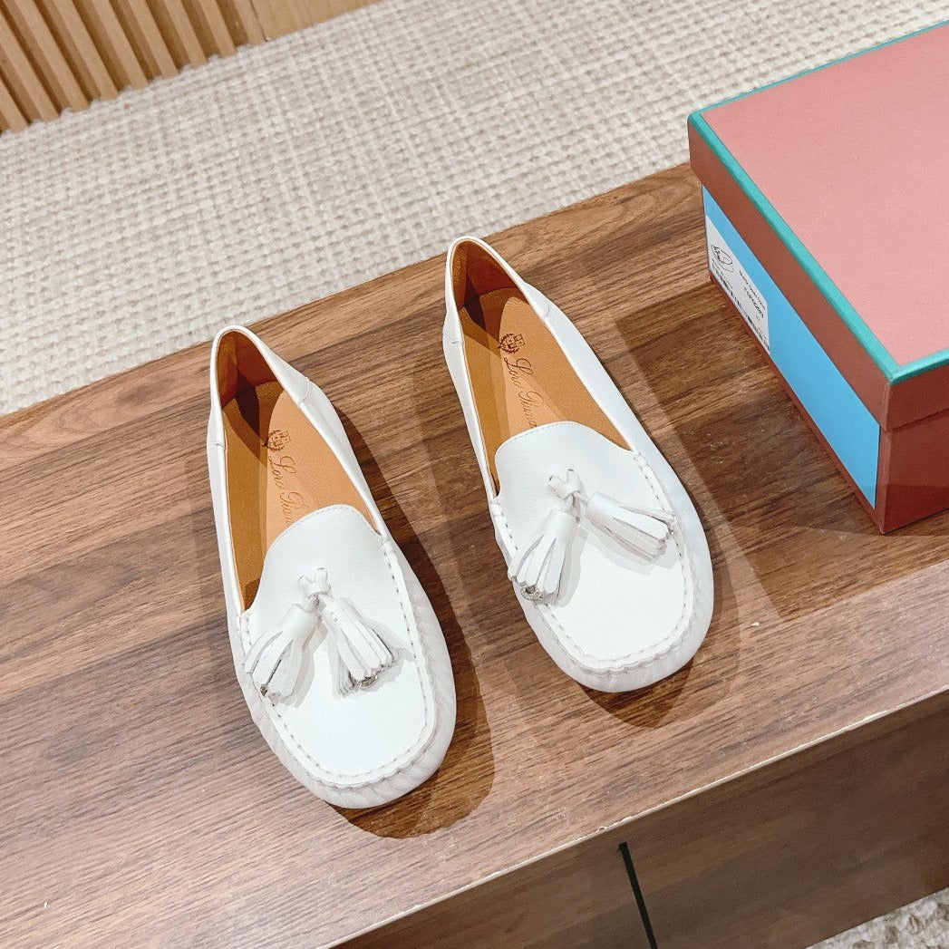 LP DOT SOLE WALK LOAFERS WHITE DEERSKIN