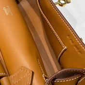 HM JYPSIERE SHOULDER BAG 23 IN TAWNY BROWN CALFSKIN GOLD HARDWARE