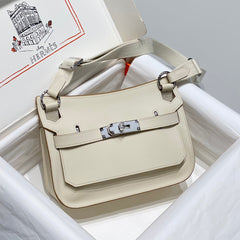 HM JYPSIERE SHOULDER BAG 23 IN BEIGE CALFSKIN SILVER HARDWARE
