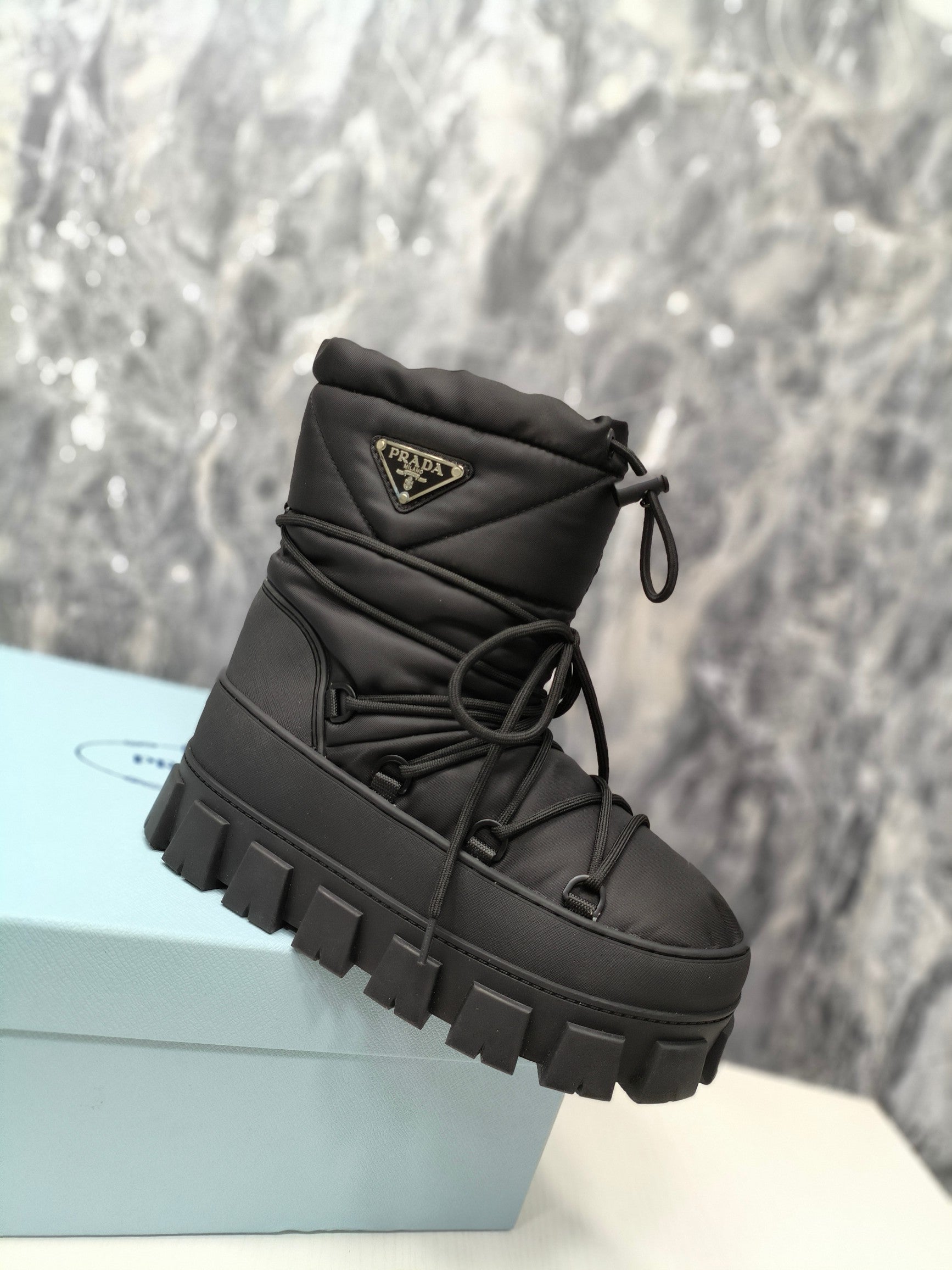 PRA RE-NYLON GABARDINE APRÈS SKI BOOTIES BLACK