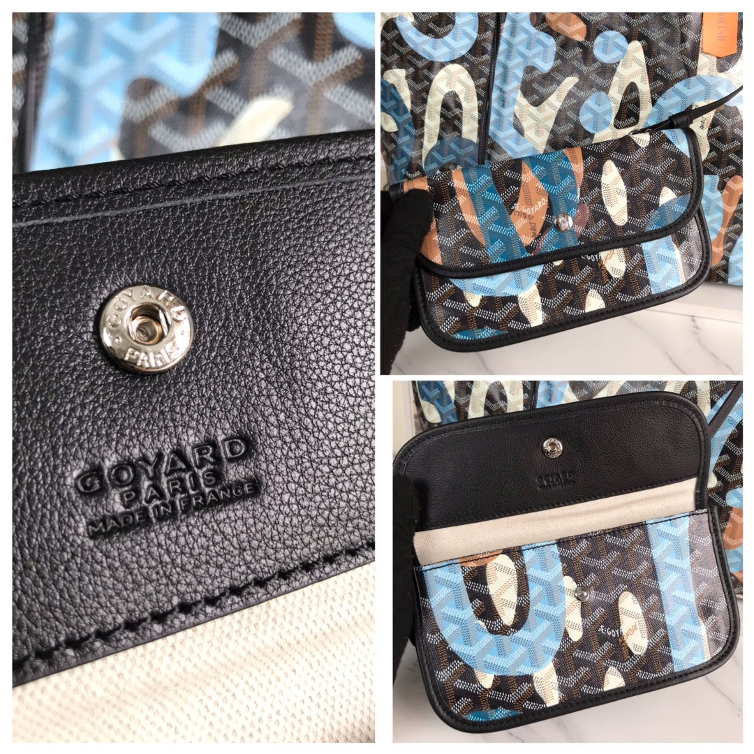 SAINT LOUIS GM BAG 40 IN BLUE LETTRES CAMOUFLAGE GOYARDINE CANVAS