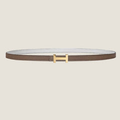 HM FOCUS BUCKLE & REVERSIBLE PEANUT BROWN AND WHITE LEATHER STRAP 13MM GOLD HARDWARE