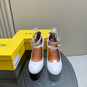 FENDI DELFINA HIGH-HEELED 85 MM SANDAL IN WHITE LAMBSKIN