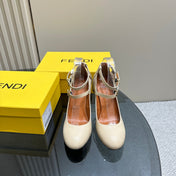 FENDI DELFINA HIGH-HEELED 85 MM SANDAL IN BEIGE LAMBSKIN