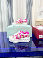 One Stud Xl Sneaker Pink White Nappa Leather And Toile Iconographe