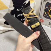 LV 25S BELT 38 MM IN BLACK CALFSKIN 593268