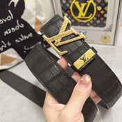 LV 25S BELT 38 MM IN BLACK CALFSKIN 593268