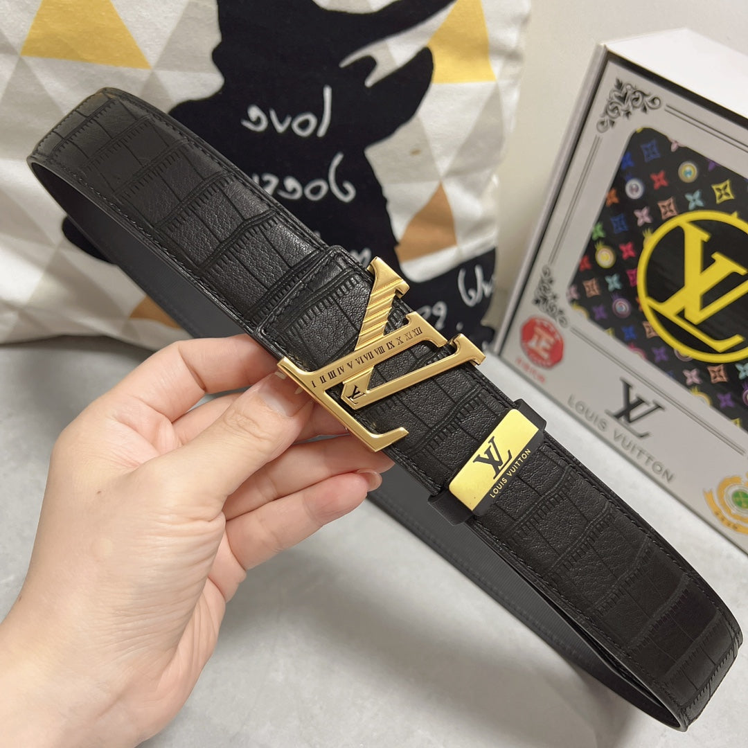 LV 25S BELT 38 MM IN BLACK CALFSKIN 593268