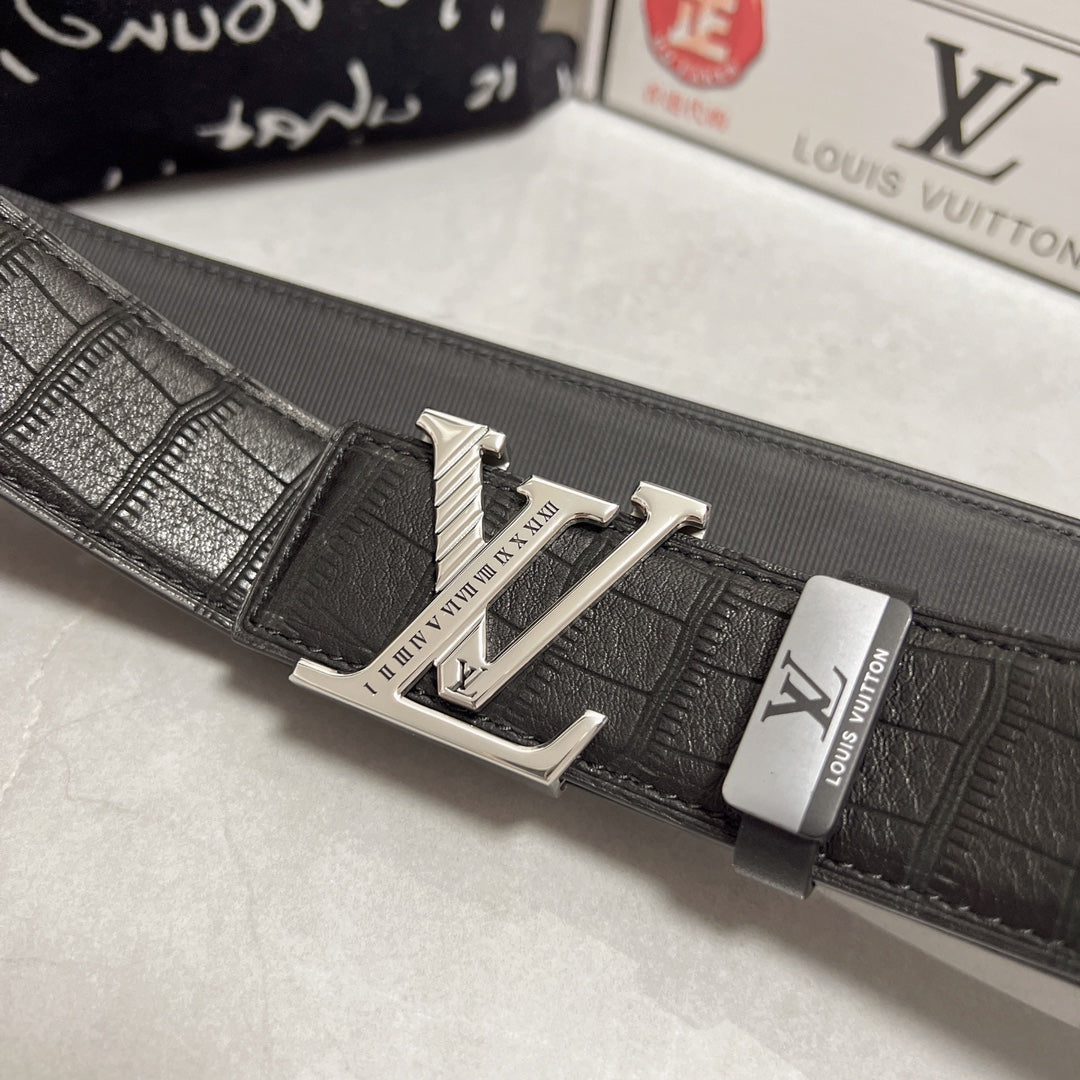 LV 25S BELT 38 MM IN BLACK CALFSKIN 593269