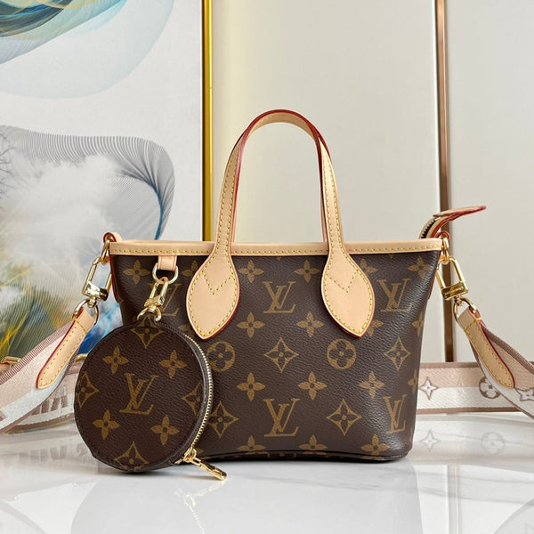 NEVERFULL BB 24 BROWN MONOGRAM CANVAS AND LEATHER TRIM GOLD HARDWARE