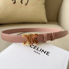 CL MEDIUM 25 MM TRIOMPHE BELT IN PEACHY PINK LEATHER GOLD HARDWARE