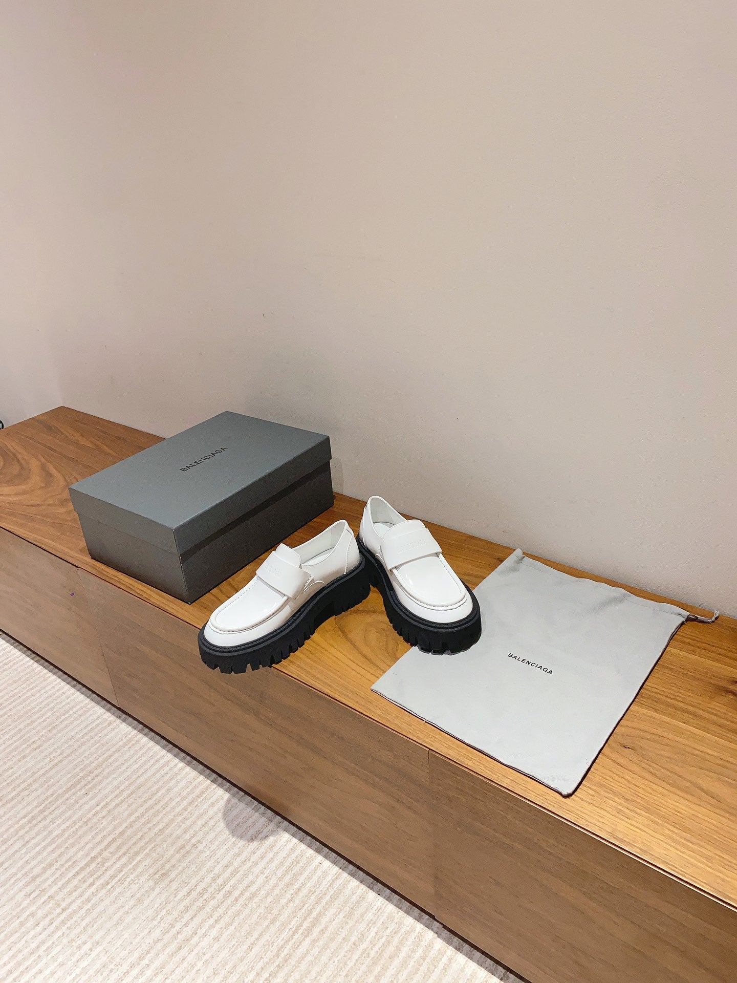 BALENCIAGA 25S LOAFERS IN WHITE CALFSKIN