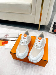 GIGA SNEAKER IN TAN BROWN STITCHED MESH AND WHITE CALFSKIN