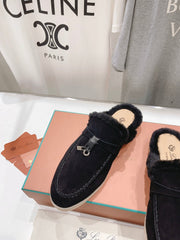 LP CHARMS WALK BABOUCHE LOAFERS BLACK FLEECE