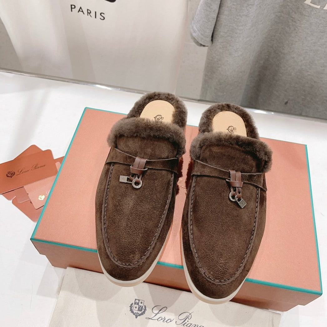 LP CHARMS WALK BABOUCHE LOAFERS BROWN FLEECE