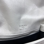 BB SOFT FLAP BAG 24 IN WHITE PEACH CALFSKIN SILVER HARDWARE