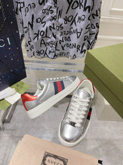 GG ACE GG SUPREME TRAINER SILVER CALFSKIN