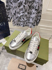 GG ACE GG SUPREME TRAINER SILVER CALFSKIN