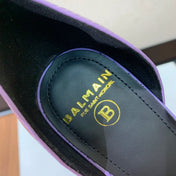 BALMAIN 26S METAL-HEEL SANDALS 105 MM IN PURPLE CALFSKIN