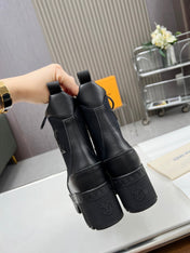 LAUREATE PLATFORM DESERT BOOT IN BLACK JACQUARD AND CALFSKIN