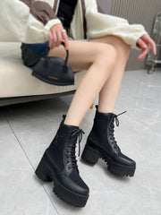 LAUREATE PLATFORM DESERT BOOT IN BLACK JACQUARD AND CALFSKIN