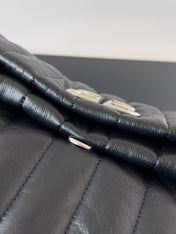 MONACO BAG 32 IN BLACK QUILTED THIN CALFSKIN SILVER HARDWARE