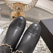 MID-HEEL ANKLE BOOTS IN BLACK CALFSKIN