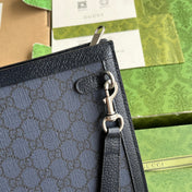 OPHIDIA POUCH 26 IN DARK BLUE MONOGRAM CANVAS AND BLACK LAMBSKIN TRIM